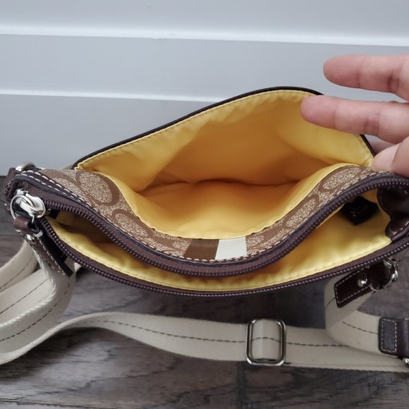 Coach Signature File Coated Canvas Crossbody Tan Brown Colour - Picture 5 of 5